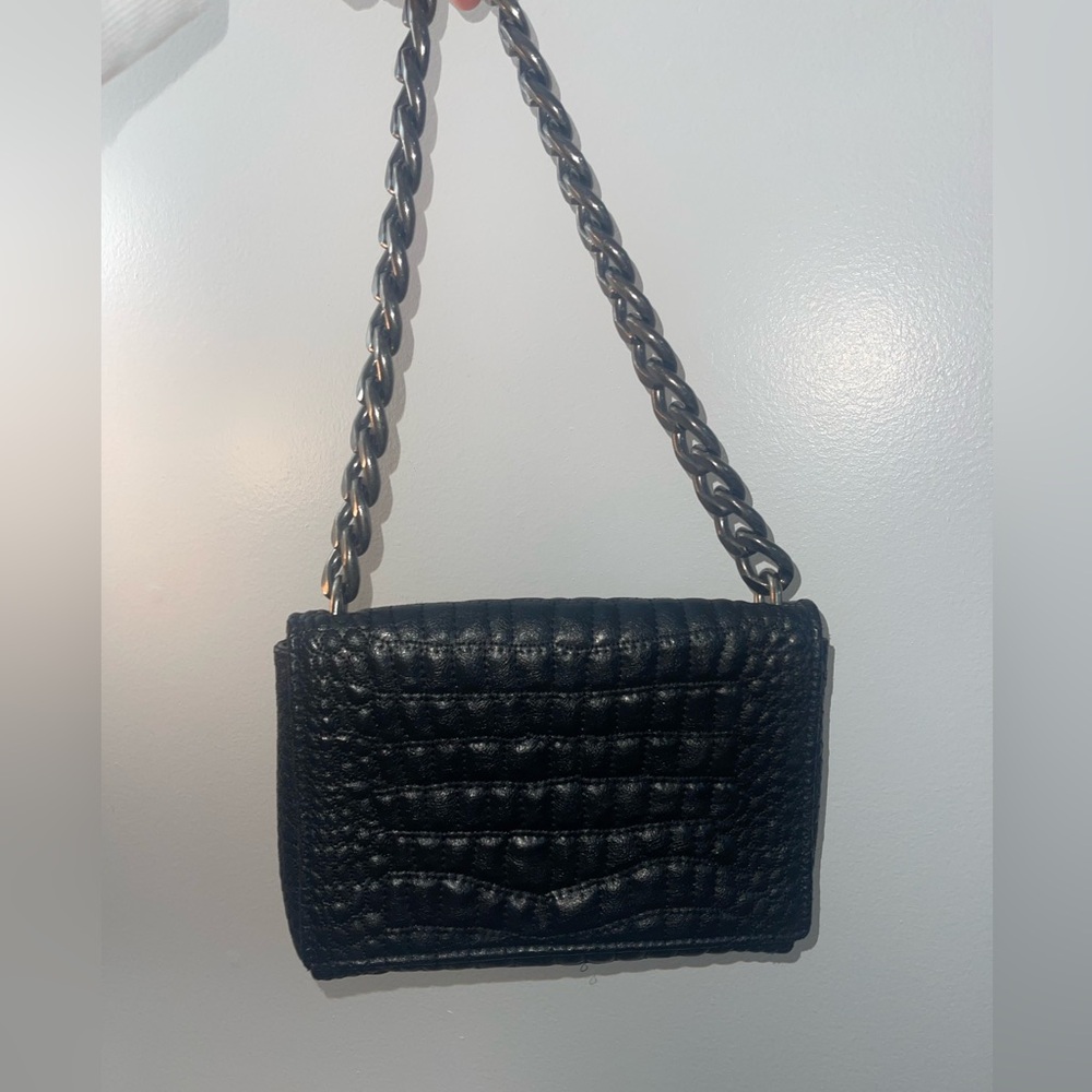 Zara Black Quilted Chain Shoulder Bag